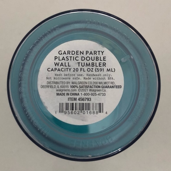 Garden Party Double Wall Tumbler 20 oz. Clear Blue Flamingo Graphic New - Picture 3 of 5